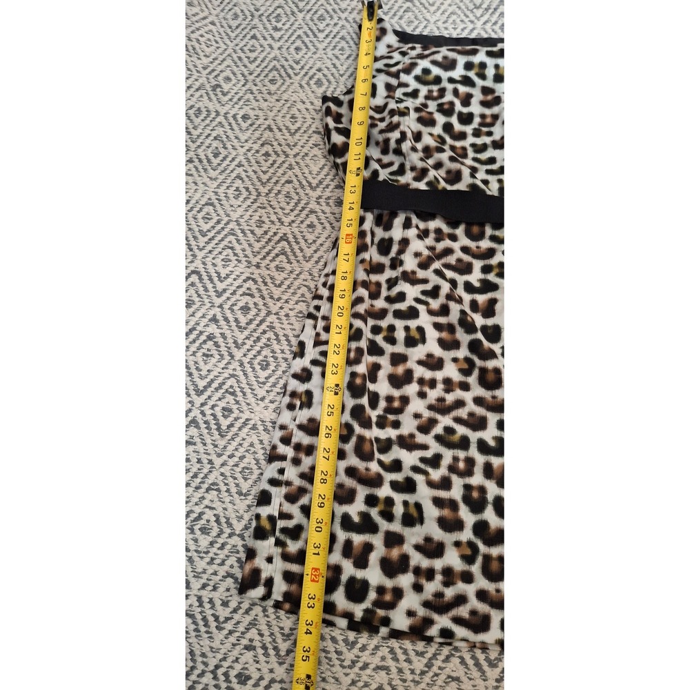 Ann Taylor Petite Leopard Print Sheath Dress Black Waistband 4P Sleeveless - Picture 10 of 12